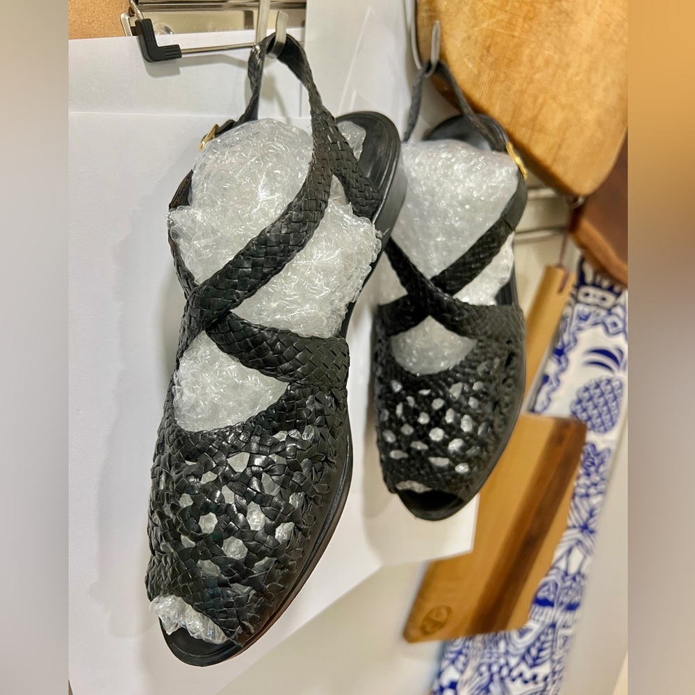 SOLD XUC! Cole Haan Slingbacks! Wedge, Handmade Woven, Braided, Peep Toe VNTG